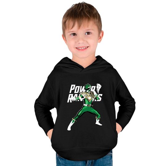 Power Rangers Green Ranger Action Pose Logo Kids Pullover Hoodies