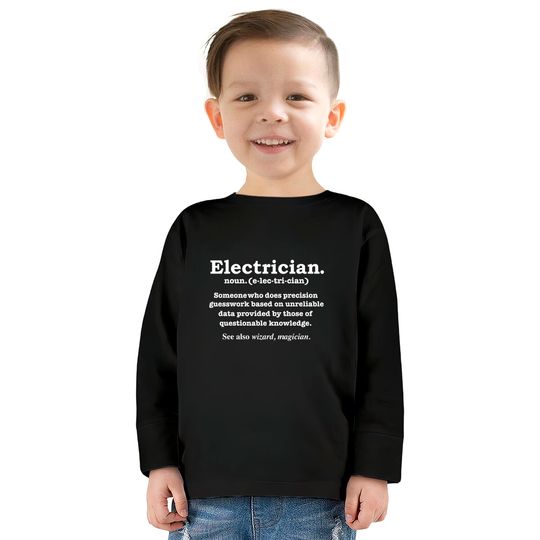 Electrician Definition Gift Graduation Graduate Kids Long Sleeve T-Shirts