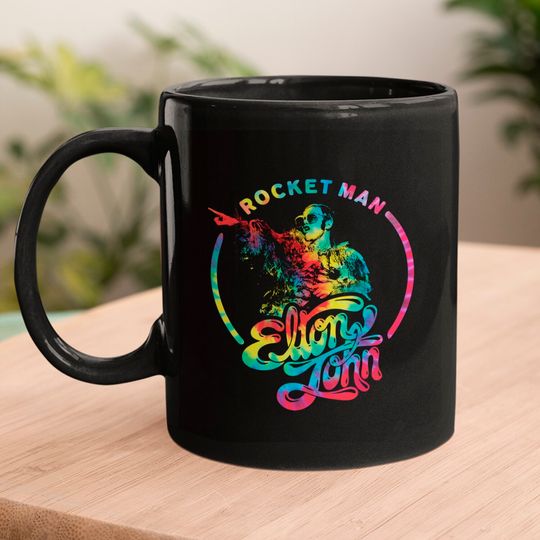 Elton John Rocket Man Circle Tie Dye Logo Mugs