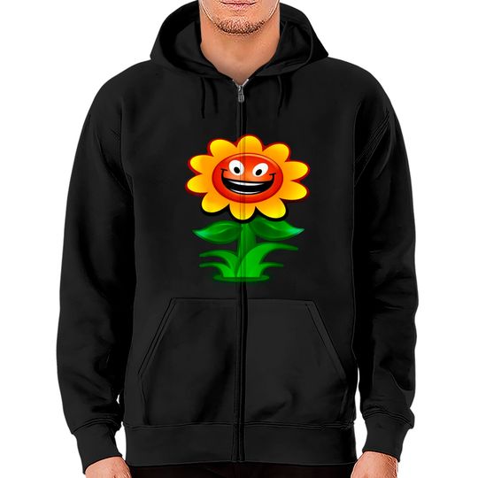 Happy Sunflower Cartoon Zip Hoodie