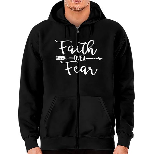 Women Cute Zip Hoodie, Faith Over Fear, Inspirational Zip Hoodie