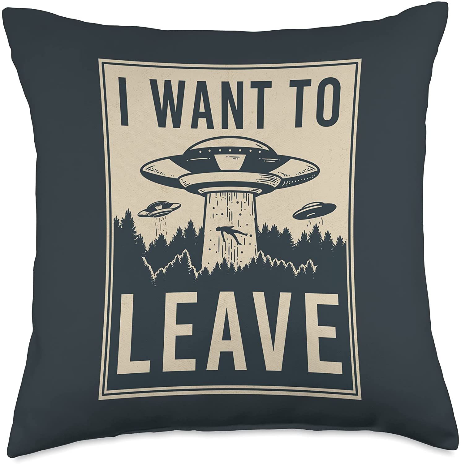 Funny Alien Extraterrestrial Believer Groovy UFO Alien Retro Vintage I Want to Believe Groovy Peace Space UFO Throw Pillow Multicolor 18x18 